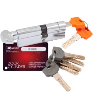 Cilindro Buonelle B10CP4050CPX7 40/50 mm chiave/maniglia a giro, 5 chiavi + 2 chiavi di montaggio, cromato